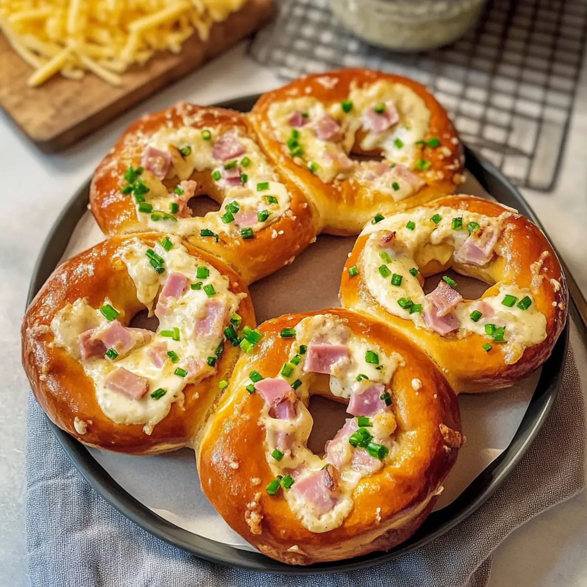 Aberbackene Brezeln mit Schinken und KA¤se merucc